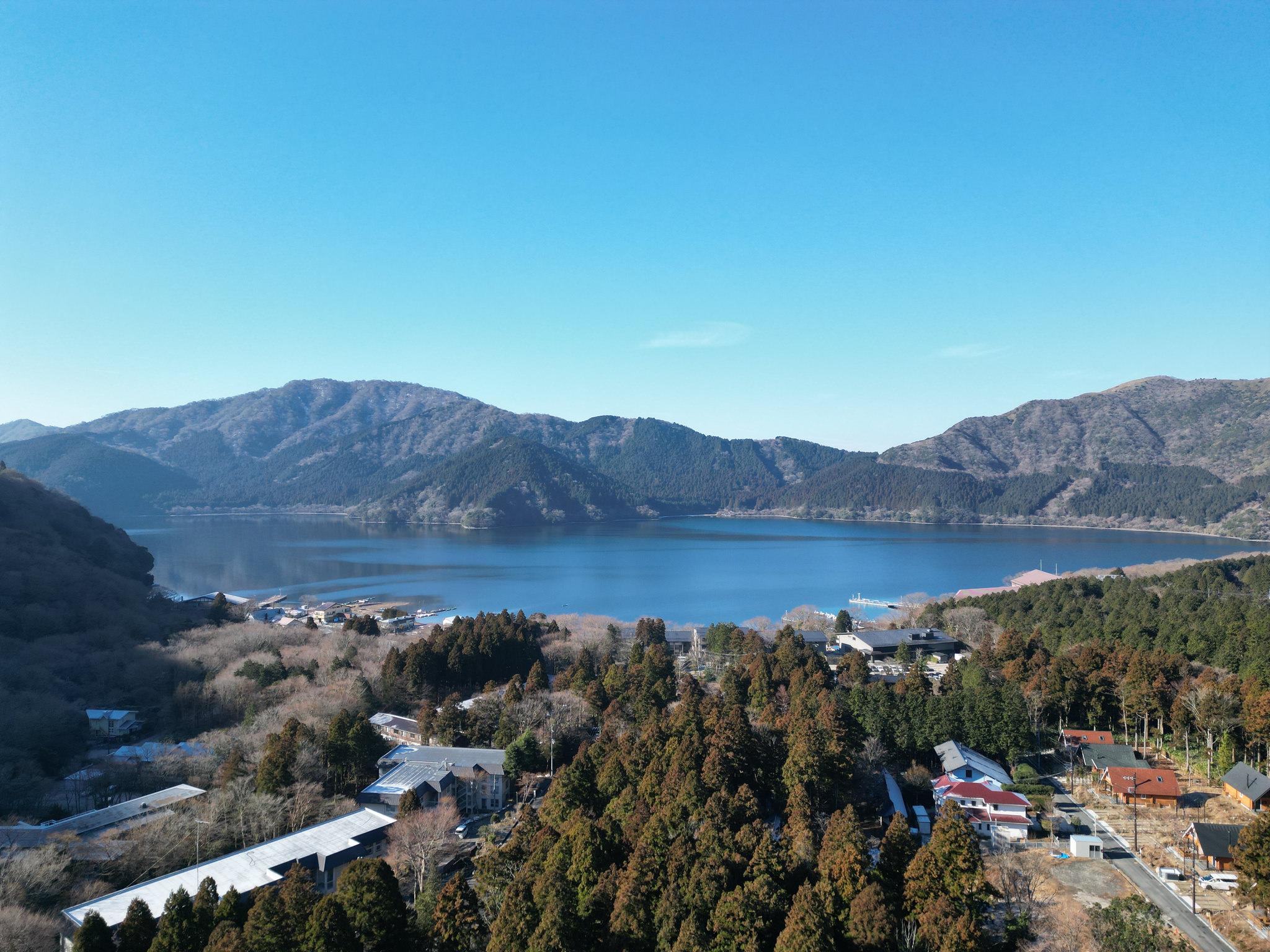 箱根蘆之湖與山區空拍