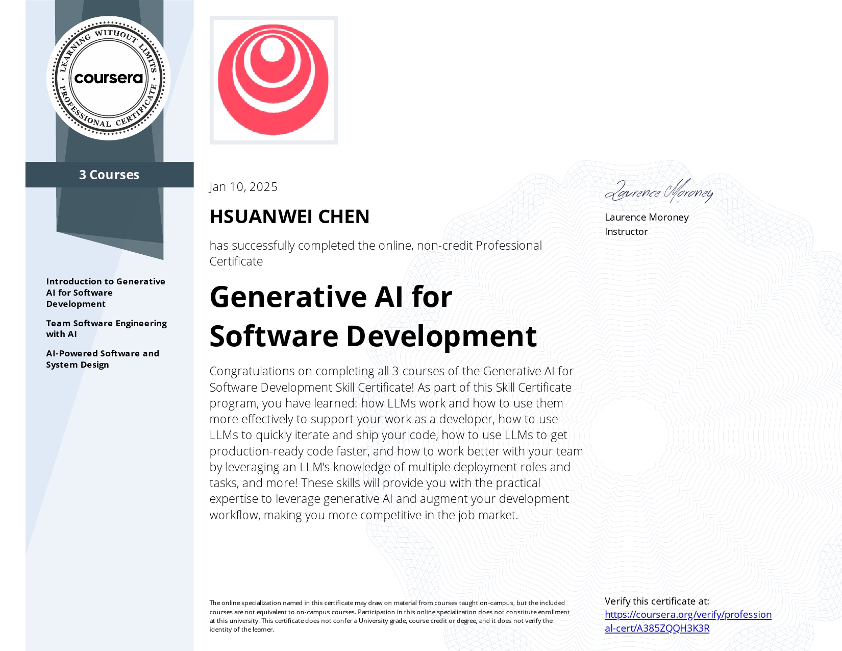 Generative AI for Software Development Specialization